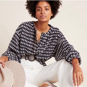 Anthropologie Pilcro and the Letterpress Tavi Textured Button Down Blouse, 1X